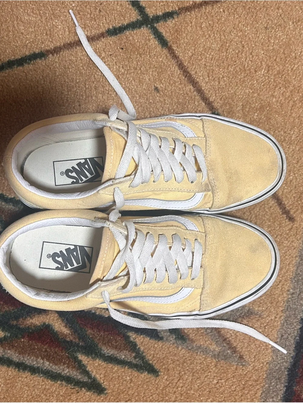 Yellow and White Low-Top Vans
